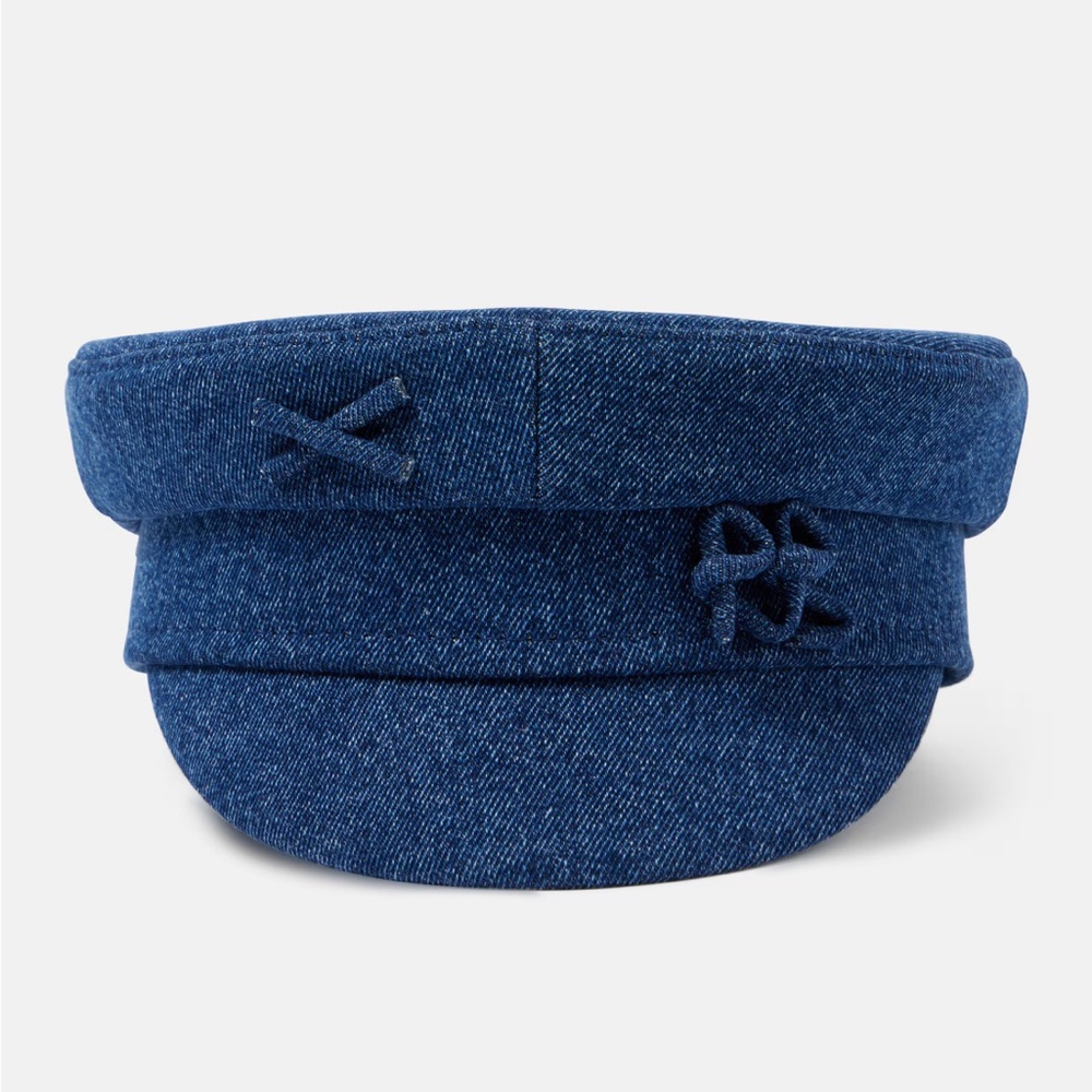 RUSLAN BAGINSKIY NWT Logo -embellished Denim Baker Boy Newsboy Cap Small